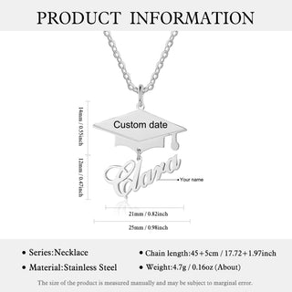 Custom Name Necklace with Graduation Hat