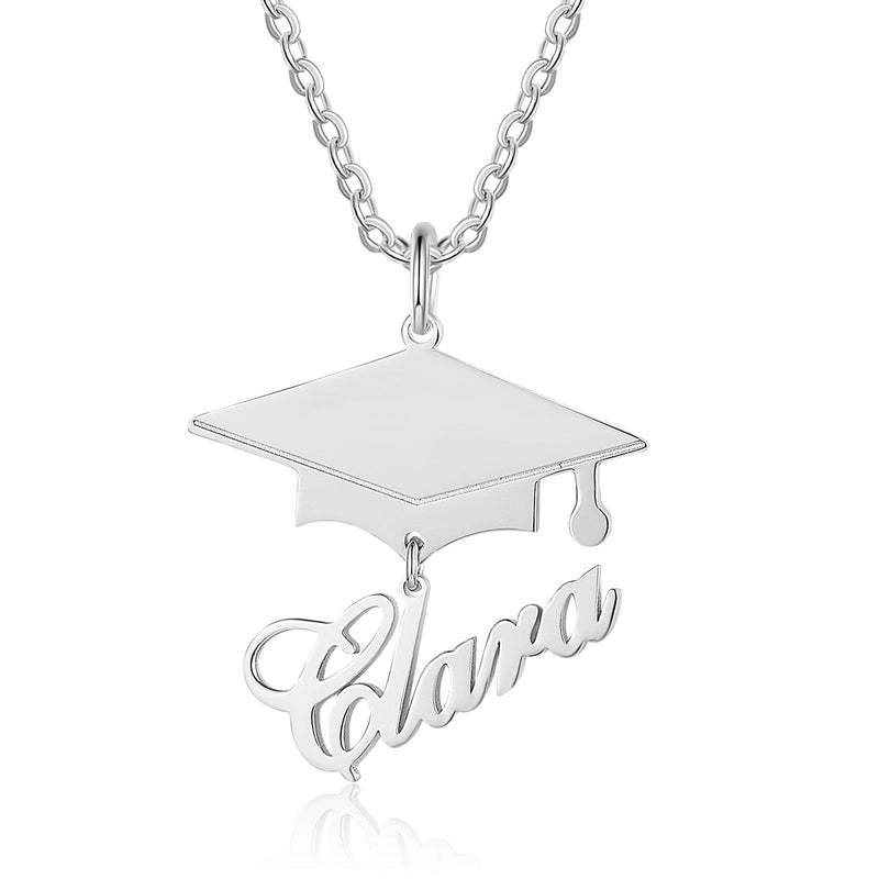 Custom Name Necklace with Graduation Hat