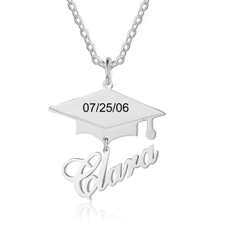 Custom Name Necklace with Graduation Hat