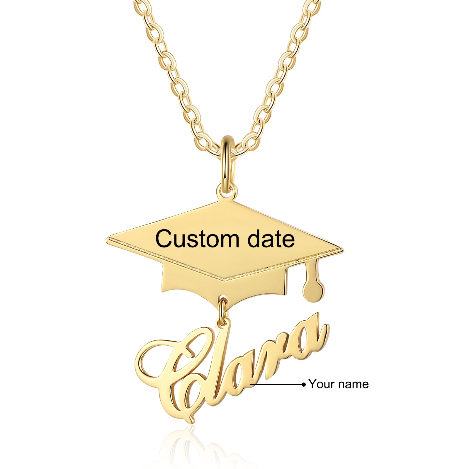Custom Name Necklace with Graduation Hat