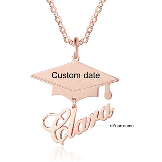 Custom Name Necklace with Graduation Hat