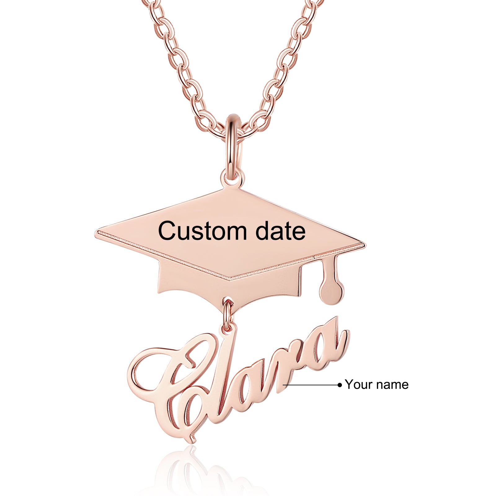 Custom Name Necklace with Graduation Hat