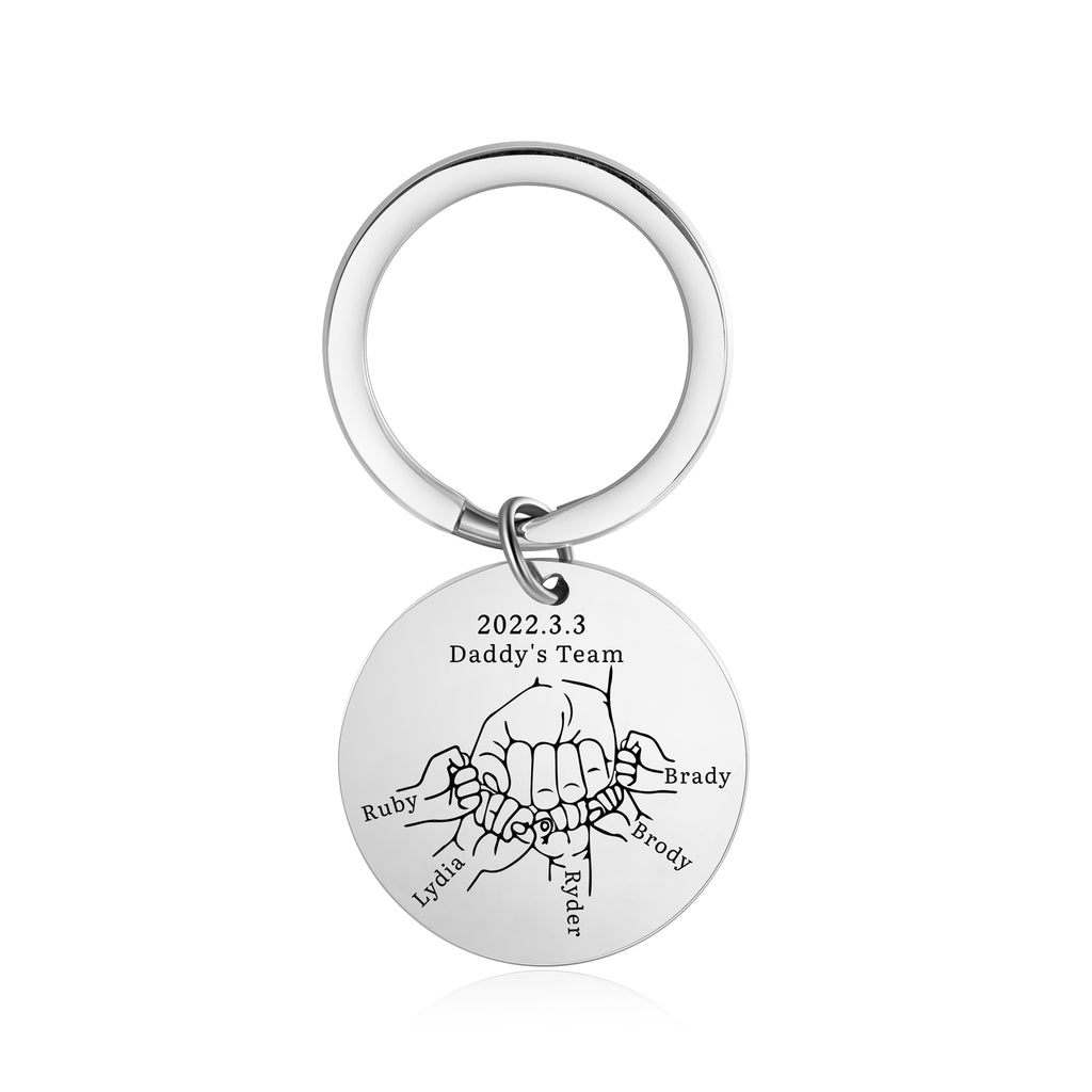 Custom Family Name Keychian with Father and Child Hand