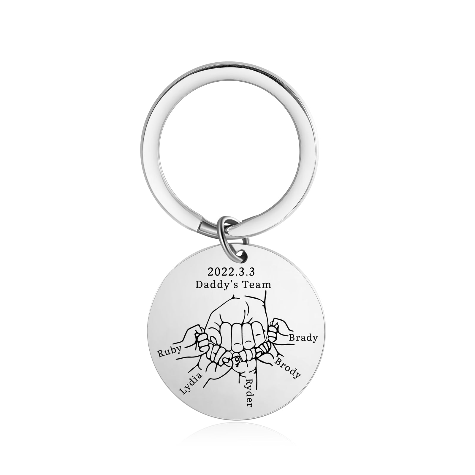 Custom Family Name Keychian with Father and Child Hand