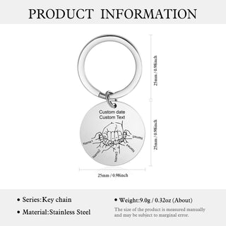 Custom Family Name Keychian with Father and Child Hand