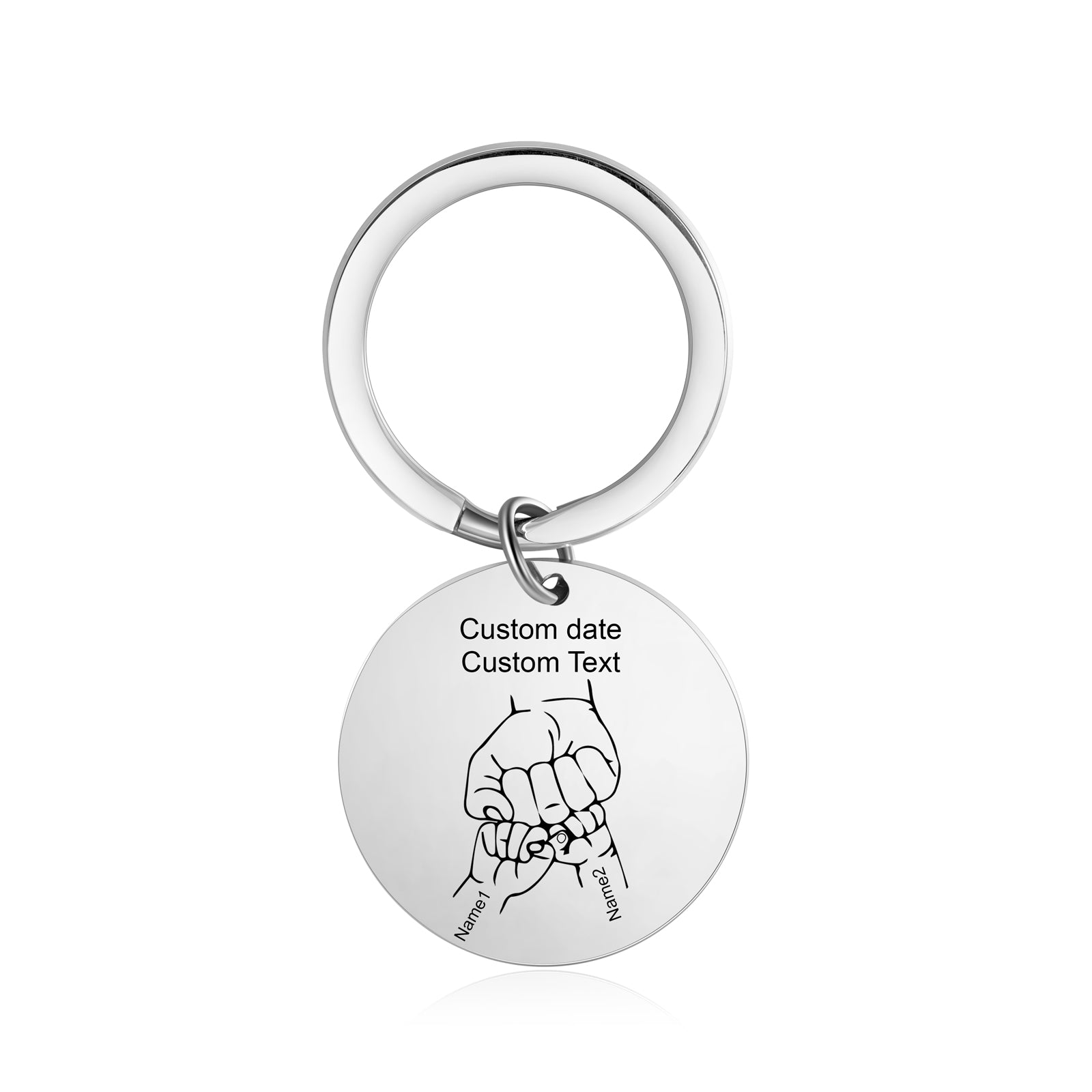 Custom Family Name Keychian with Father and Child Hand