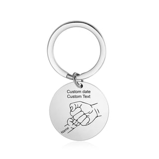 Custom Family Name Keychian with Father and Child Hand