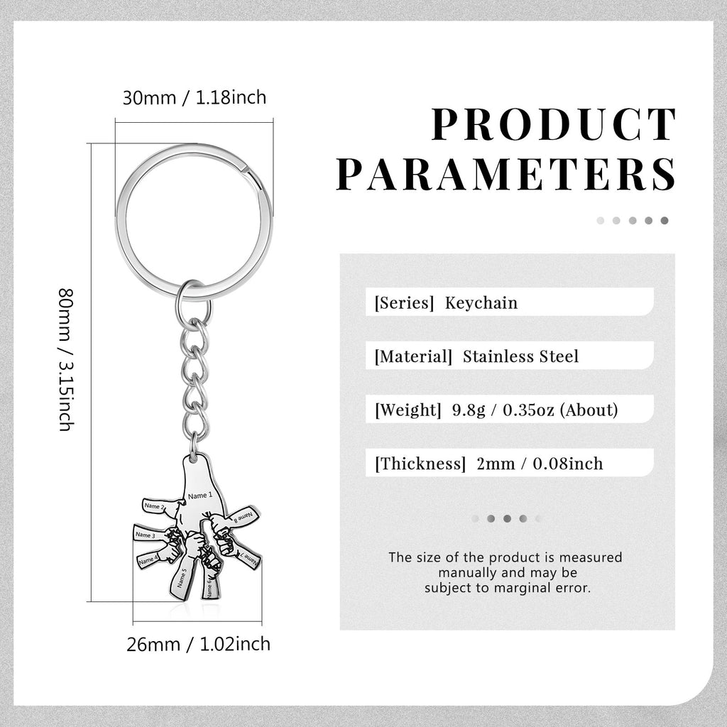 Custom Father and Child Hand Keychain