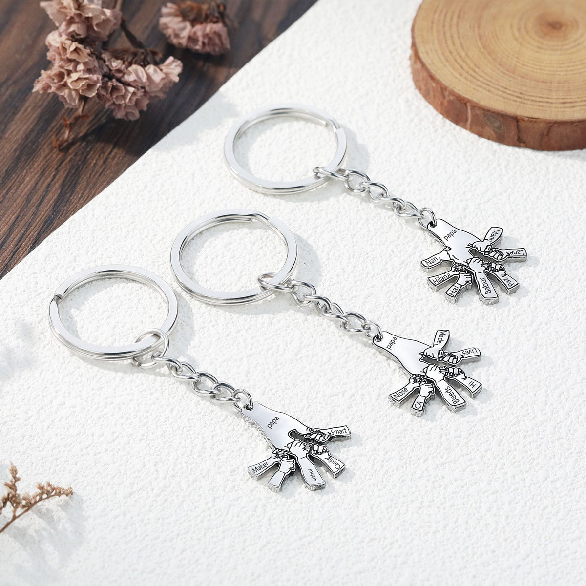 Custom Father and Child Hand Keychain
