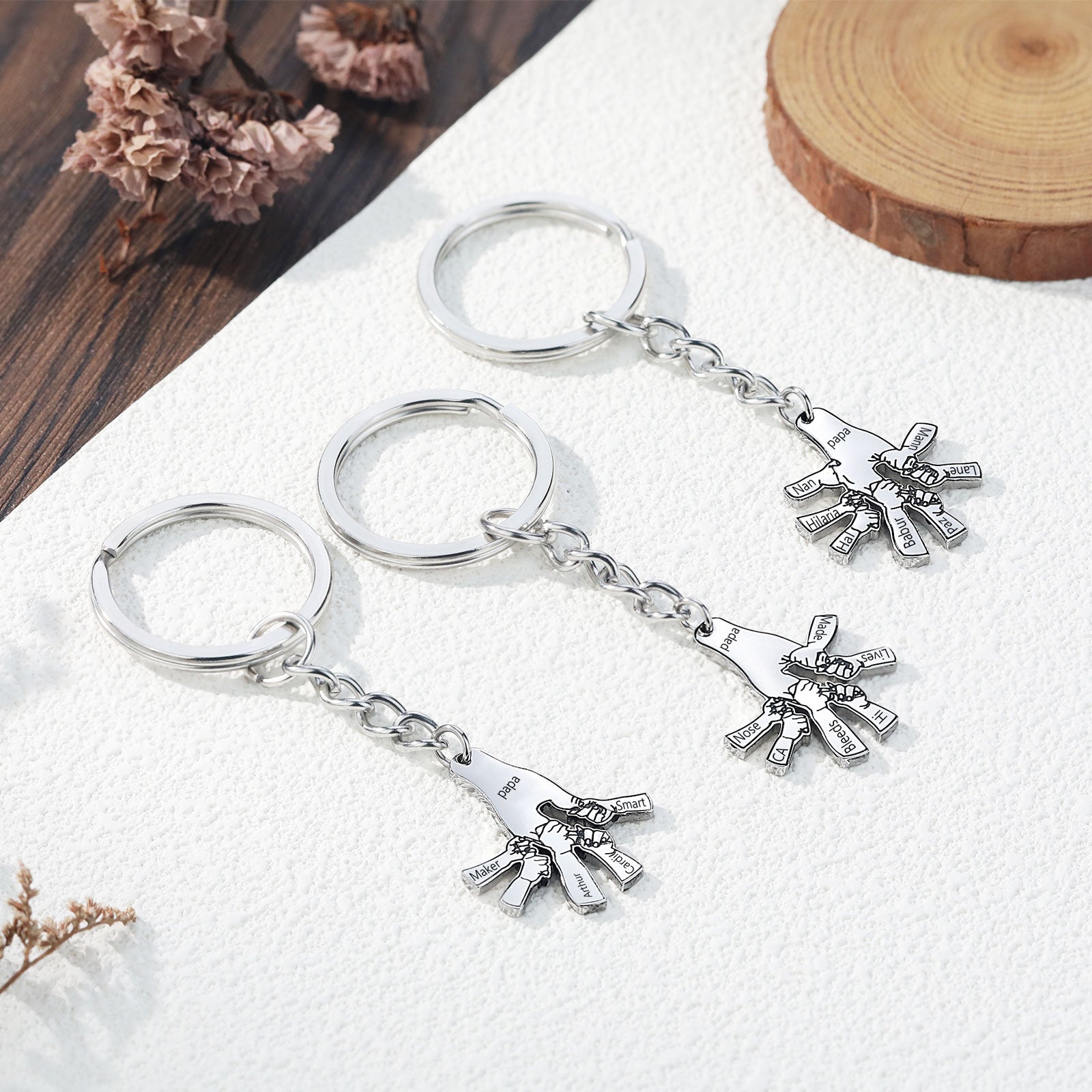 Custom Father and Child Hand Keychain