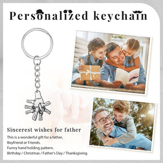 Custom Father and Child Hand Keychain