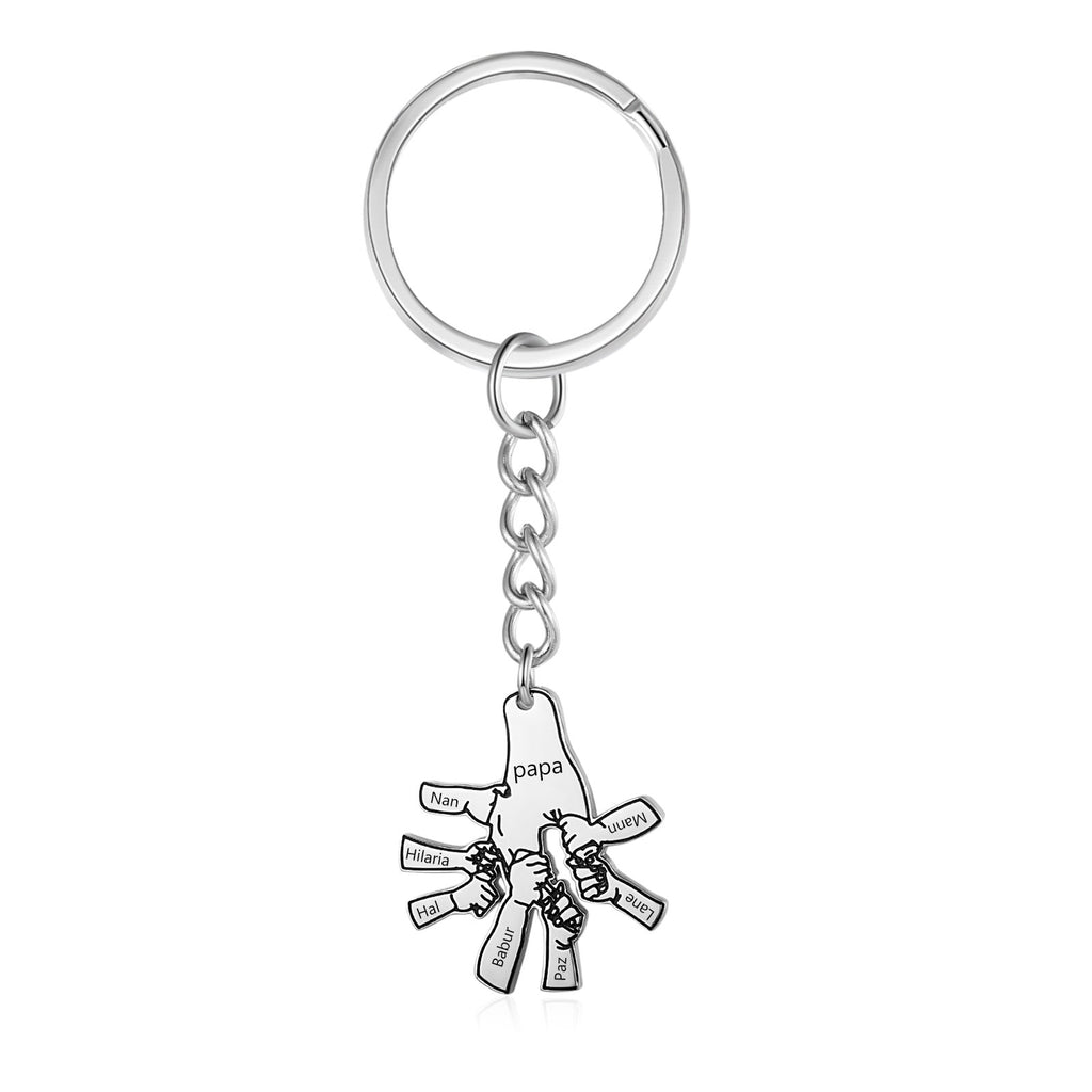 Custom Father and Child Hand Keychain