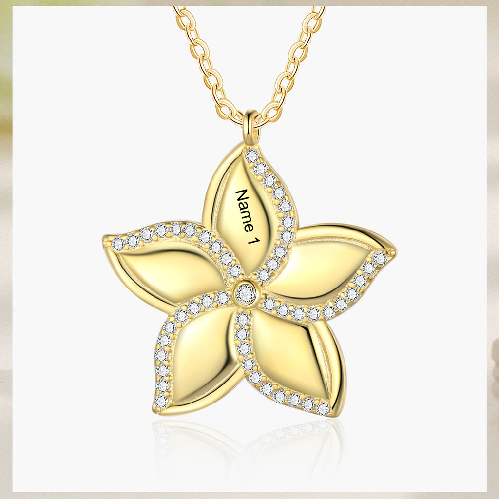 Custom Name Star Flower Necklace