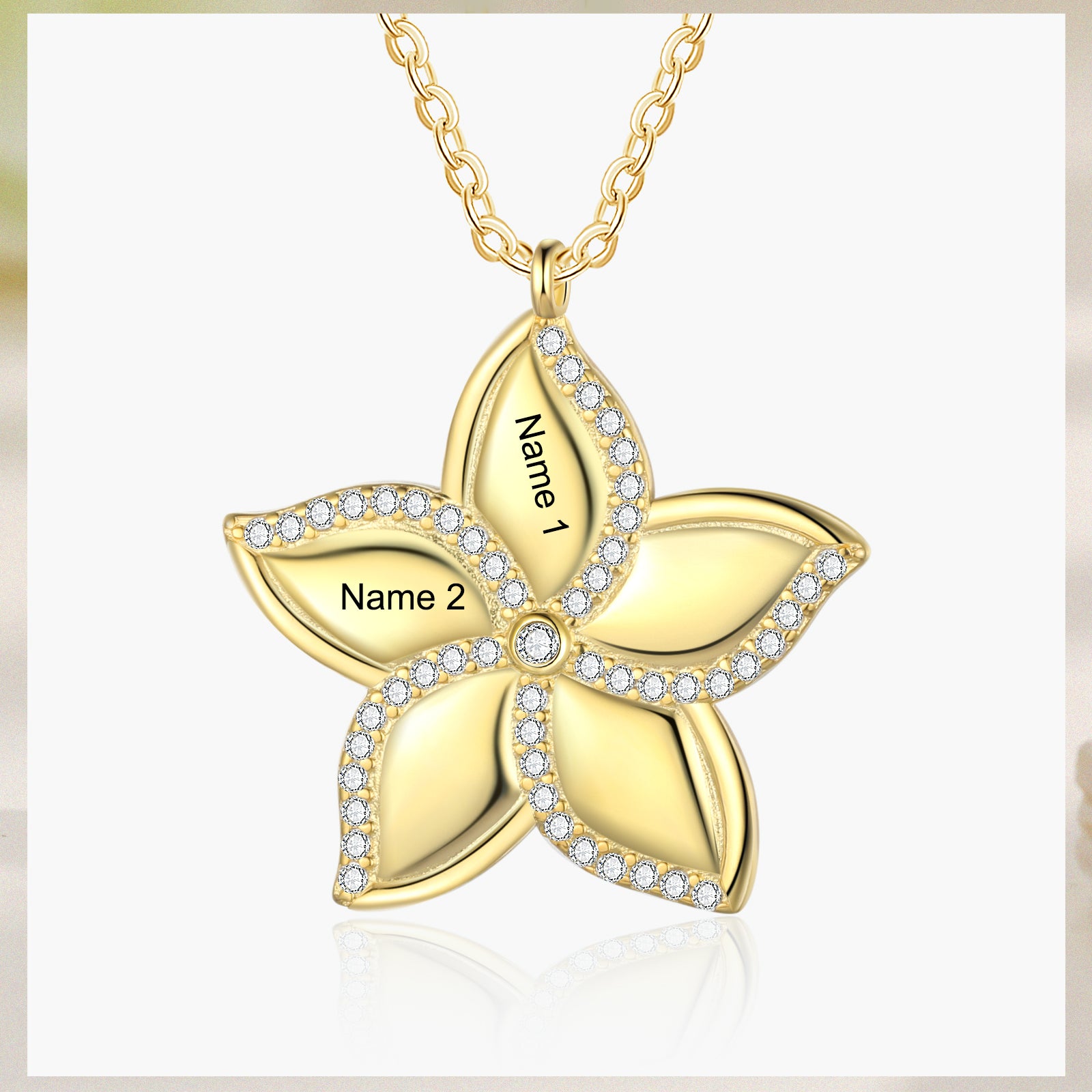 Custom Name Star Flower Necklace