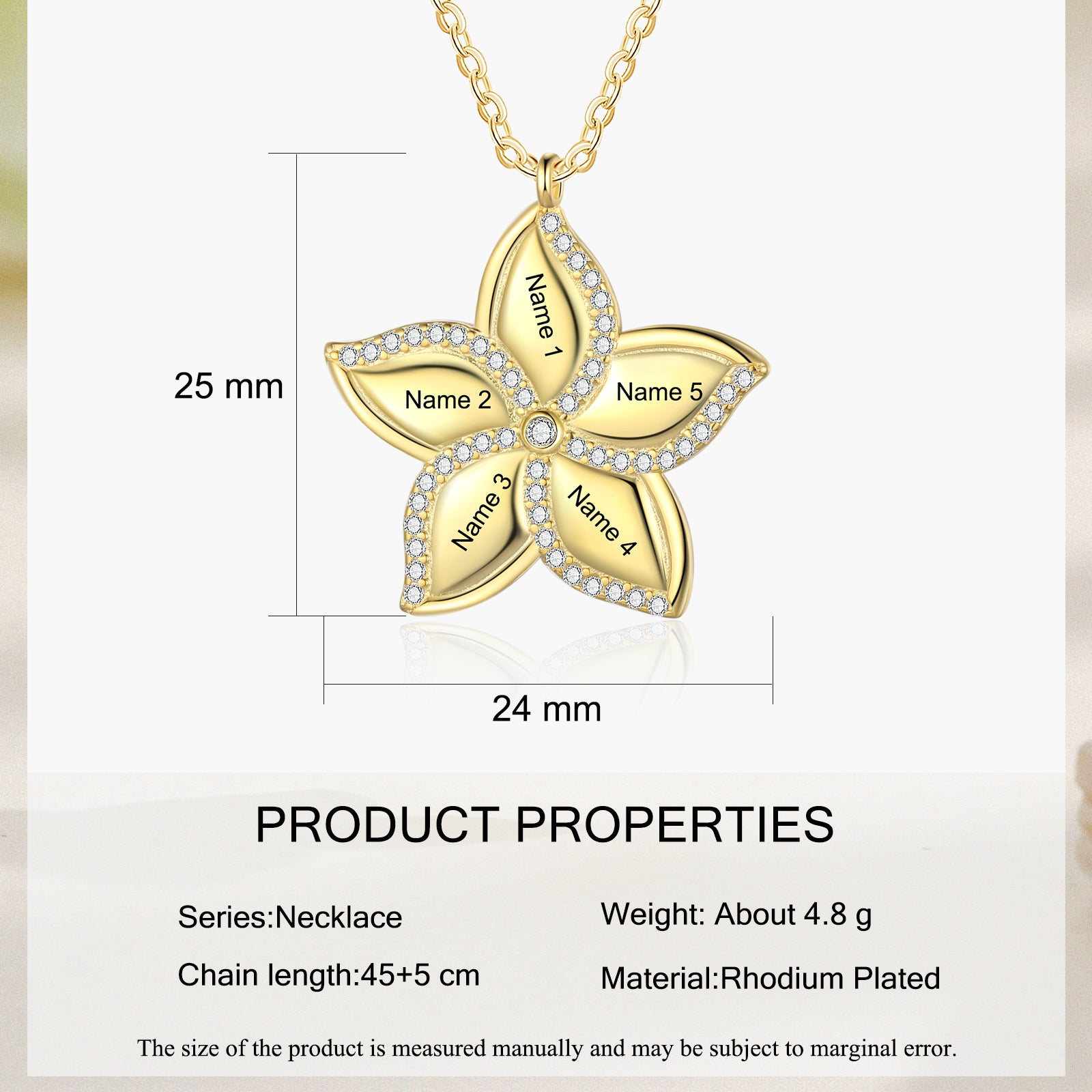Custom Name Star Flower Necklace