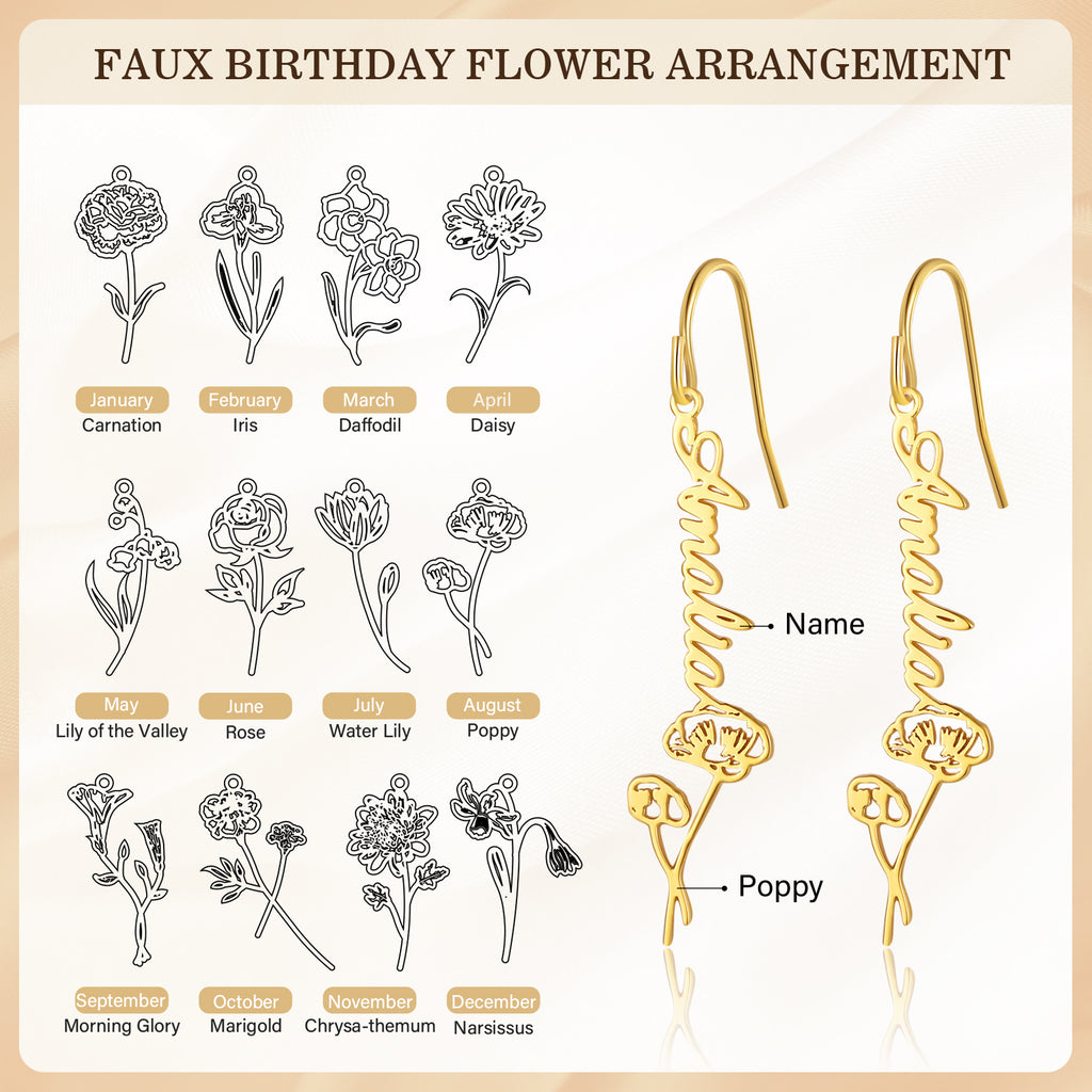 925 Sterling Silver Custom Birthflower Earrings