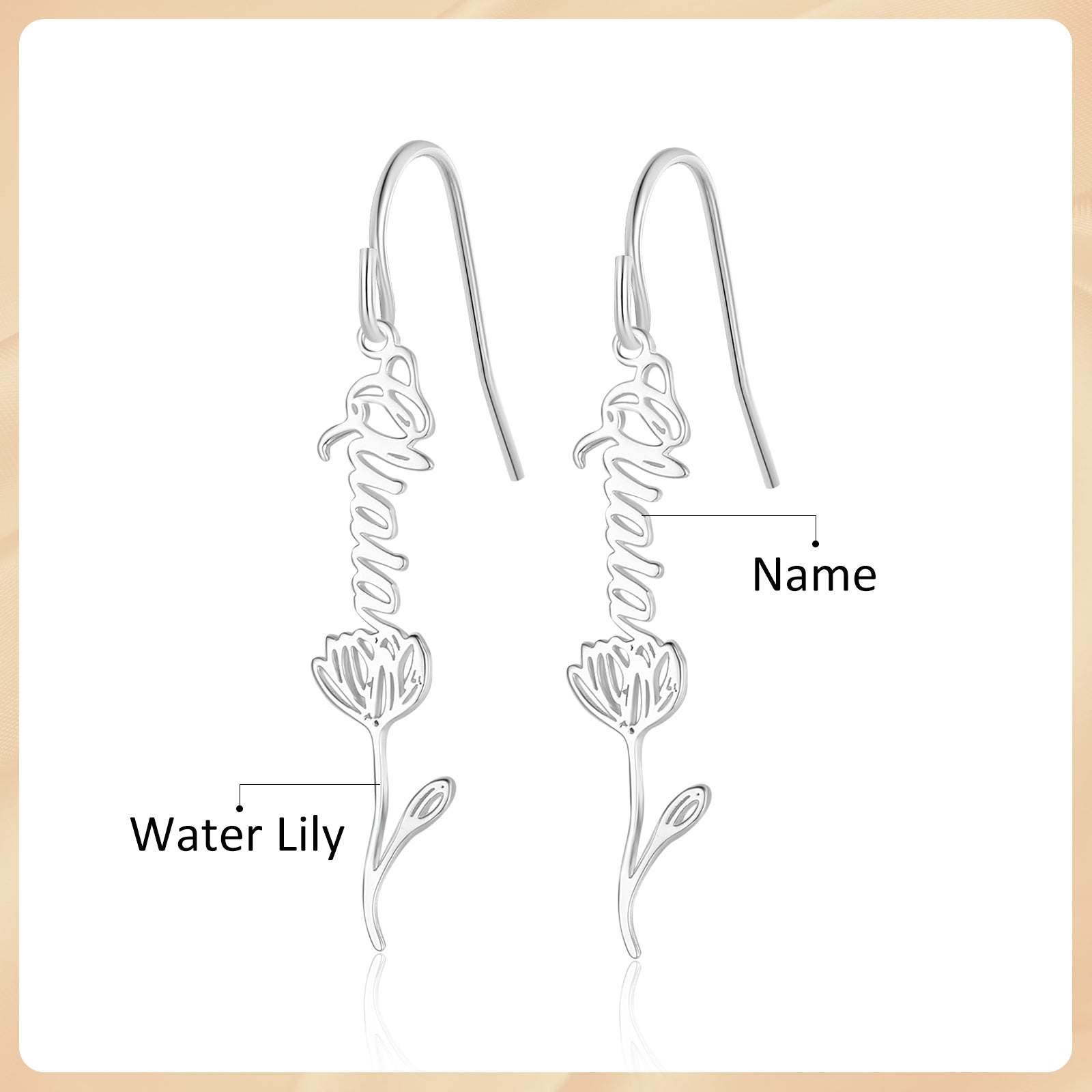 925 Sterling Silver Custom Birthflower Earrings