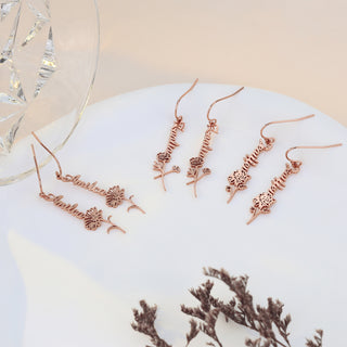 925 Sterling Silver Custom Birthflower Earrings