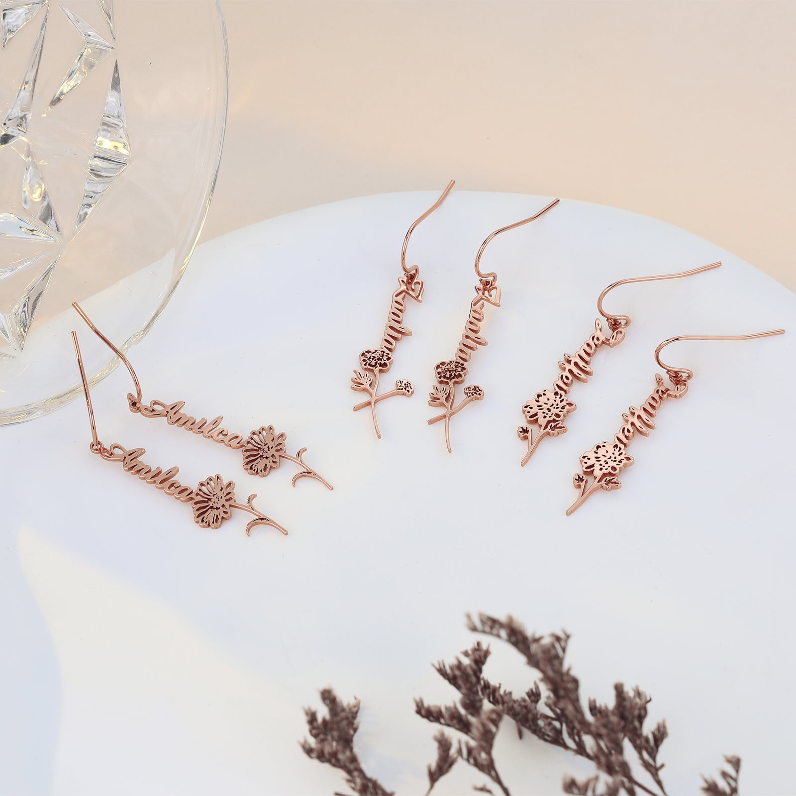 925 Sterling Silver Custom Birthflower Earrings