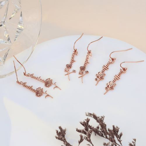 925 Sterling Silver Custom Birthflower Earrings