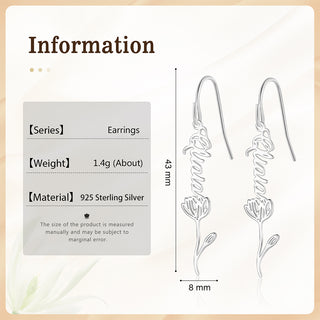925 Sterling Silver Custom Birthflower Earrings