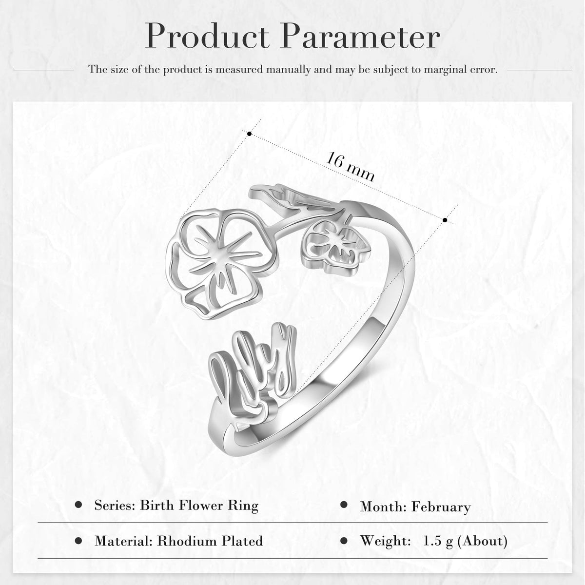 925 Sterling Silver Custom Birthflower Ring