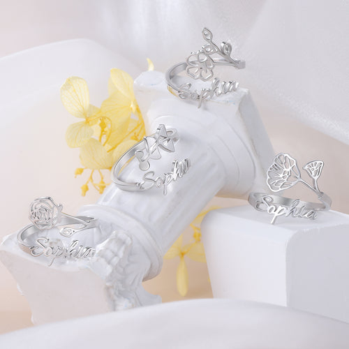 925 Sterling Silver Custom Birthflower Ring