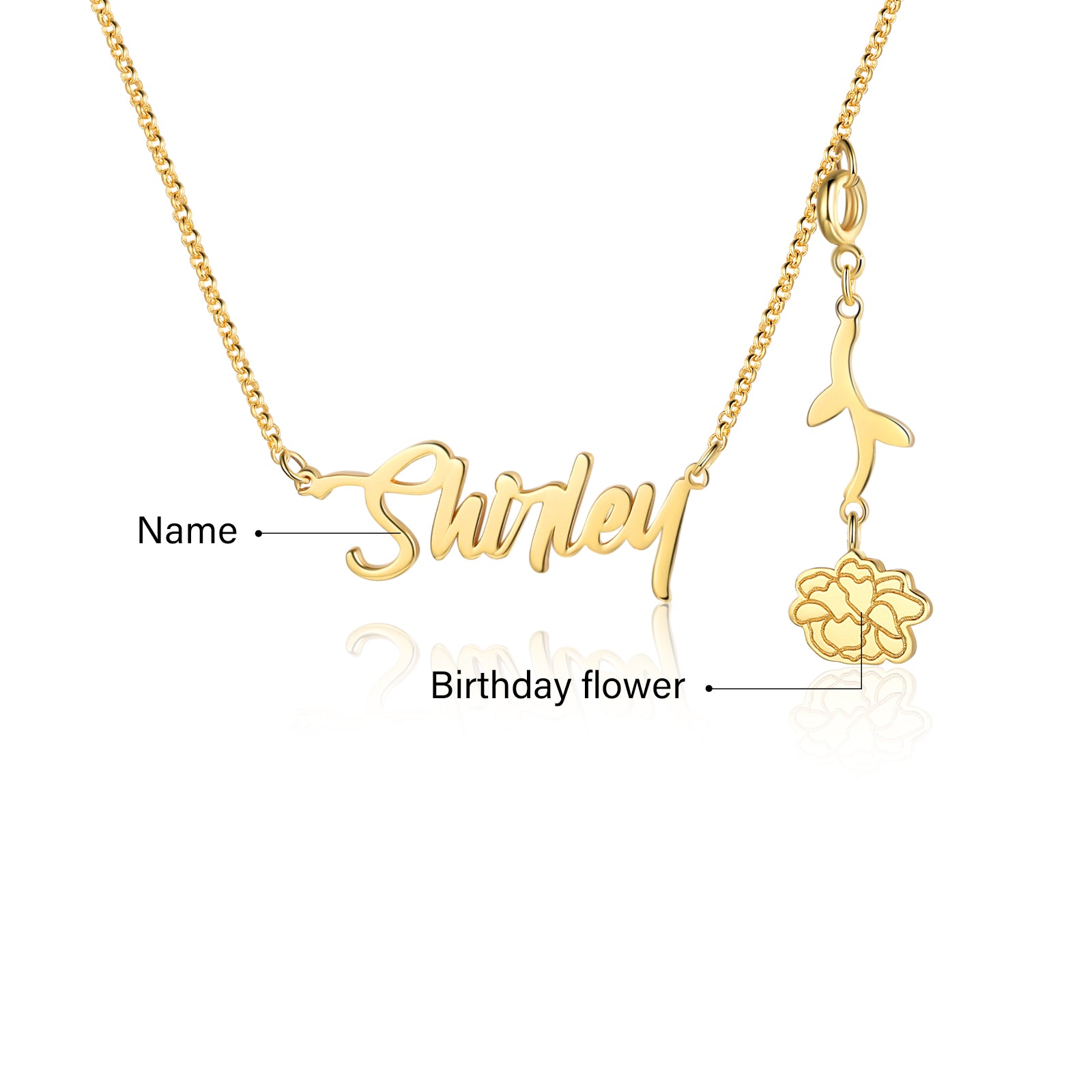 925 Sterling Silver Custom Birthflower Necklace