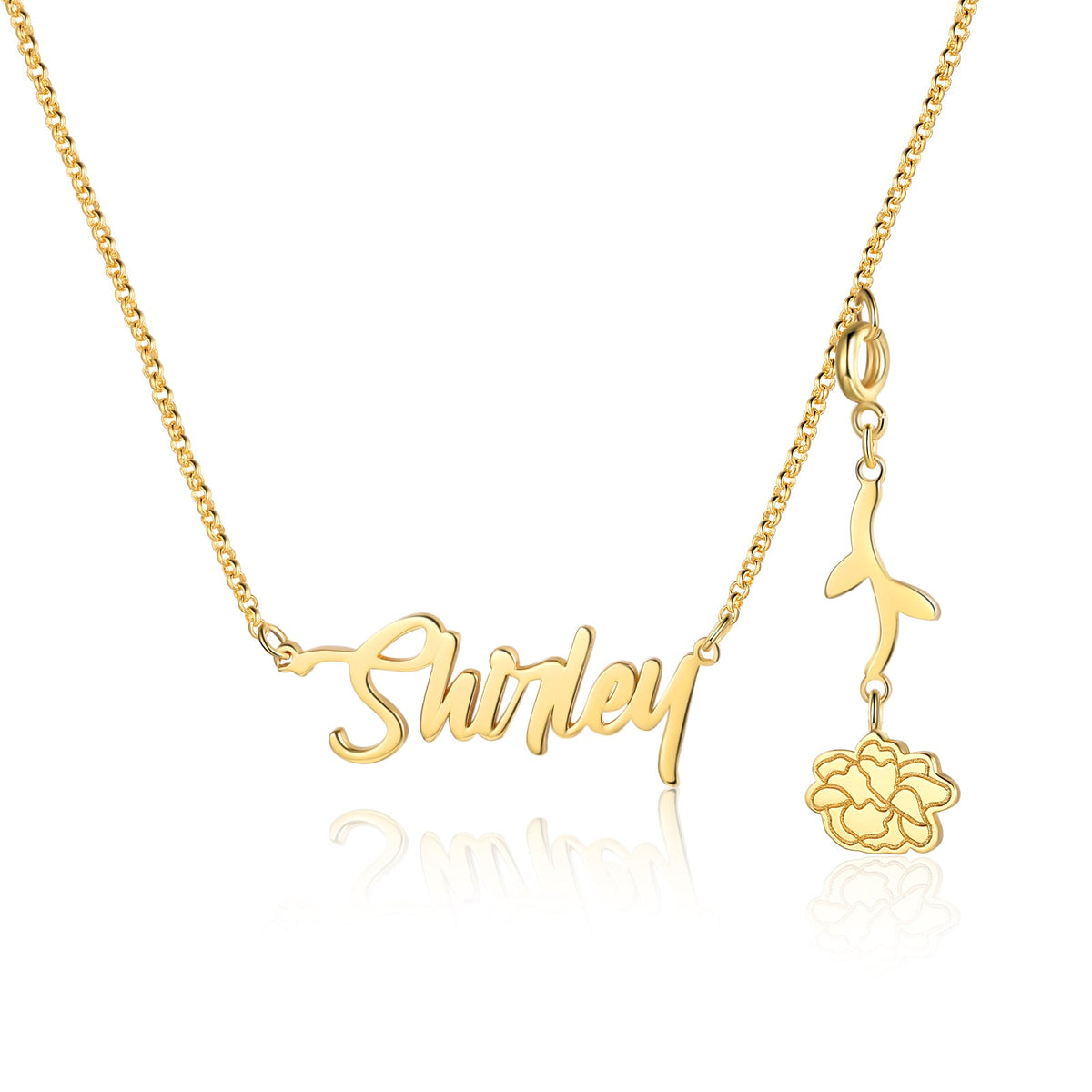 925 Sterling Silver Custom Birthflower Necklace