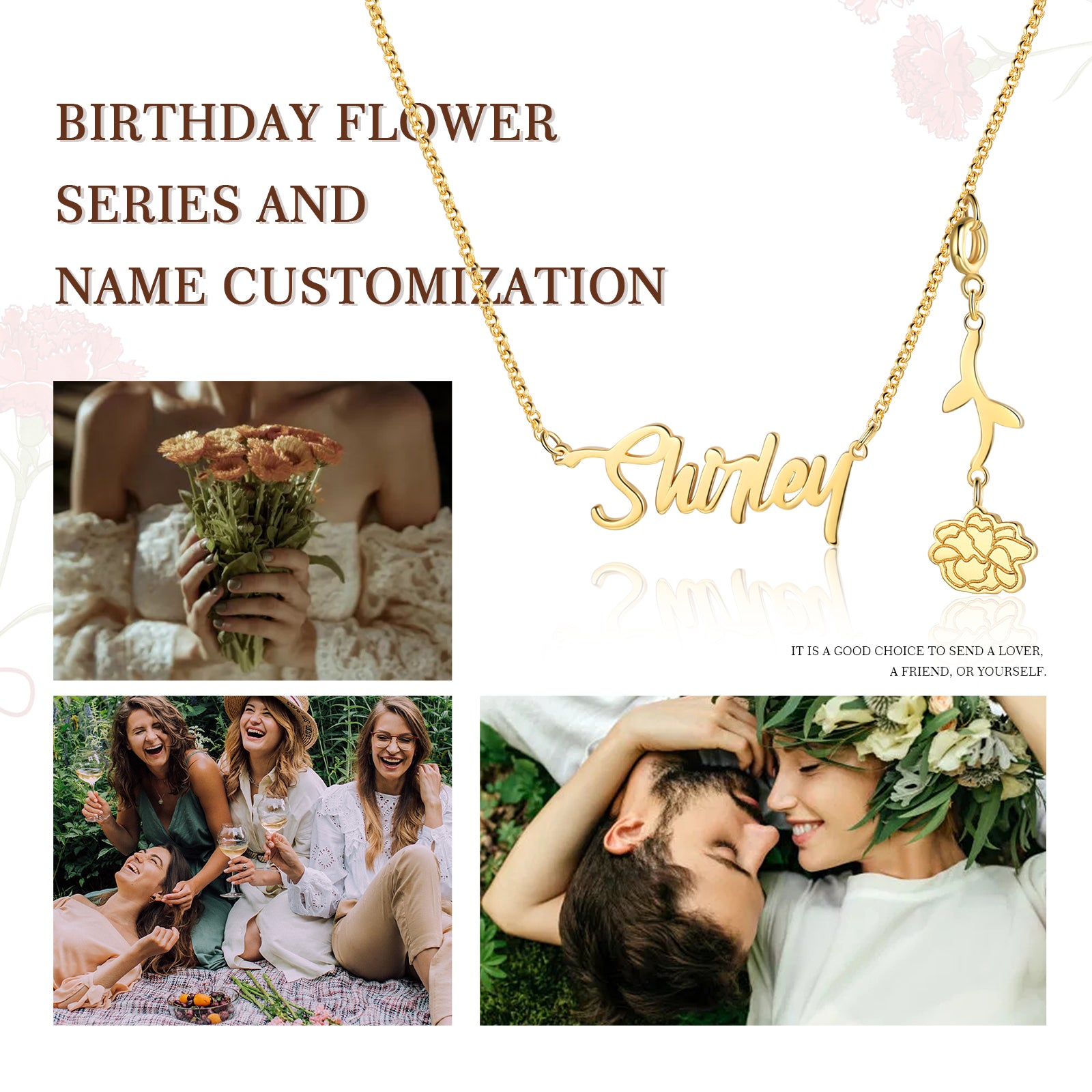 925 Sterling Silver Custom Birthflower Necklace