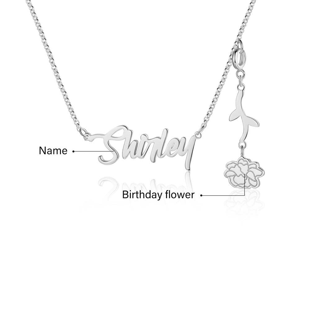 925 Sterling Silver Custom Birthflower Necklace
