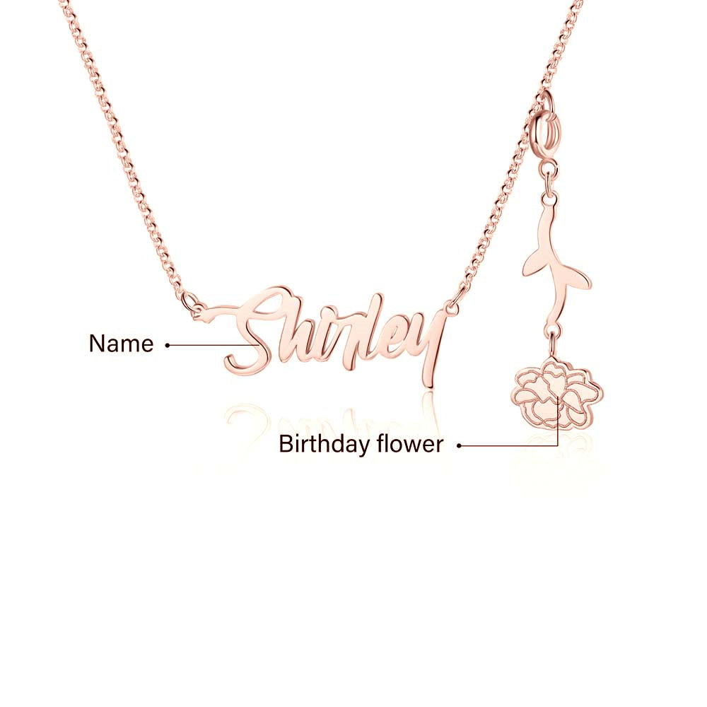 925 Sterling Silver Custom Birthflower Necklace