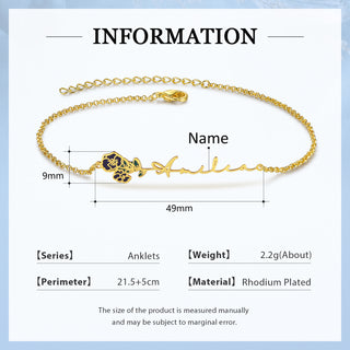 Custom Name Anklet with Birthflower