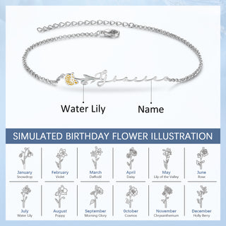 Custom Name Anklet with Birthflower