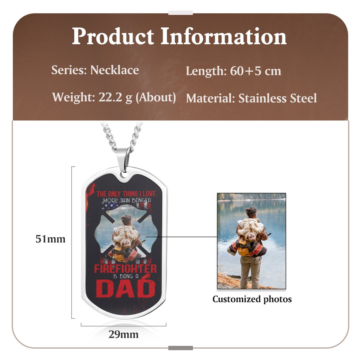 Custom Photo Stainless Steel Necklace