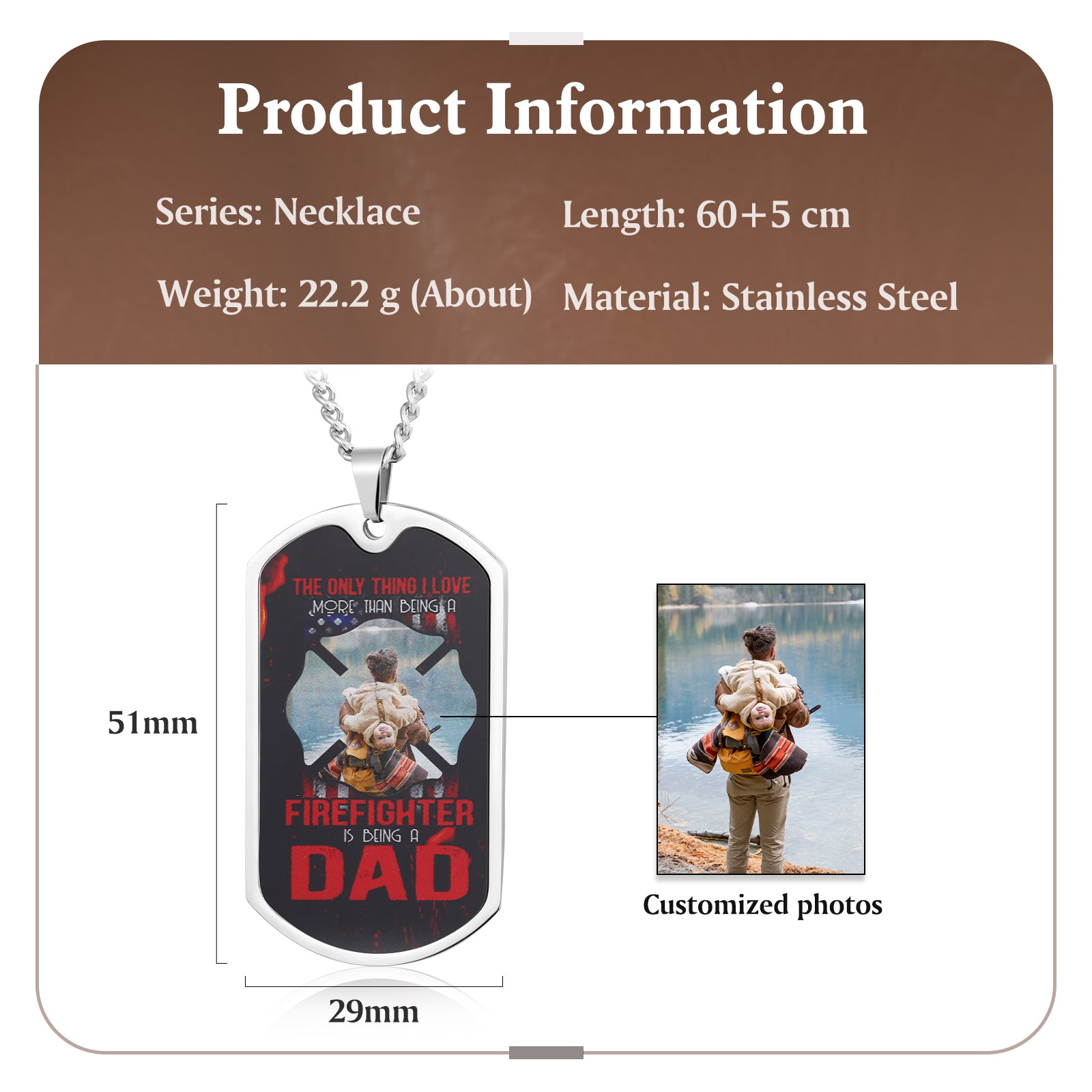 Custom Photo Stainless Steel Necklace