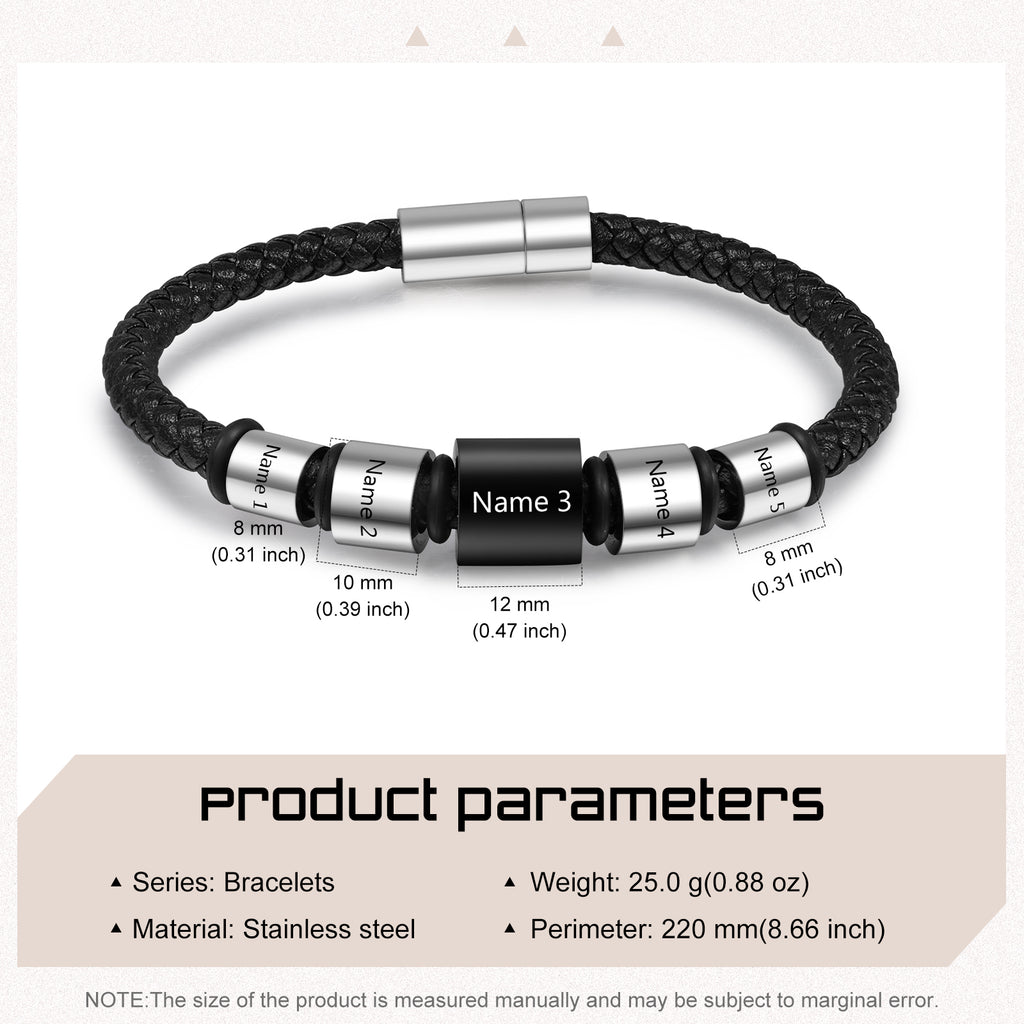 Custom Name Men Leather Bracelet