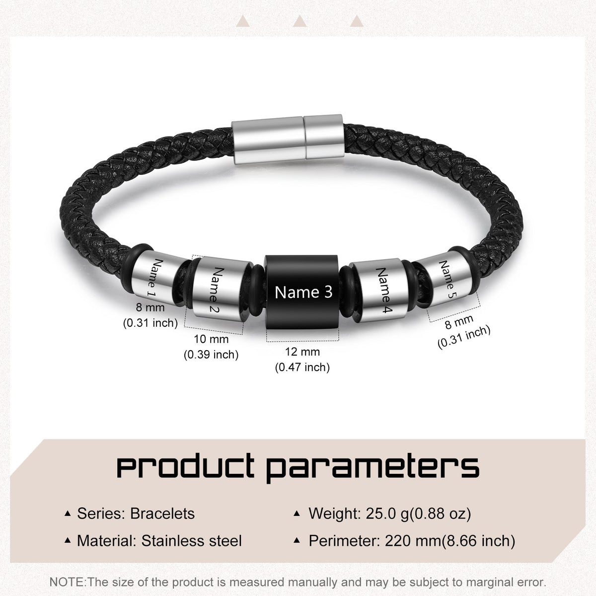 Custom Name Men Leather Bracelet