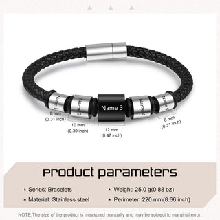 Custom Name Men Leather Bracelet