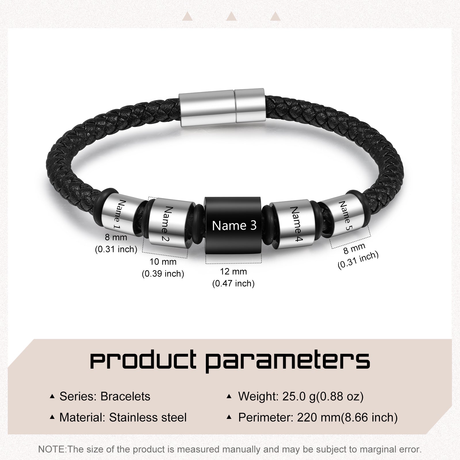 Custom Name Men Leather Bracelet