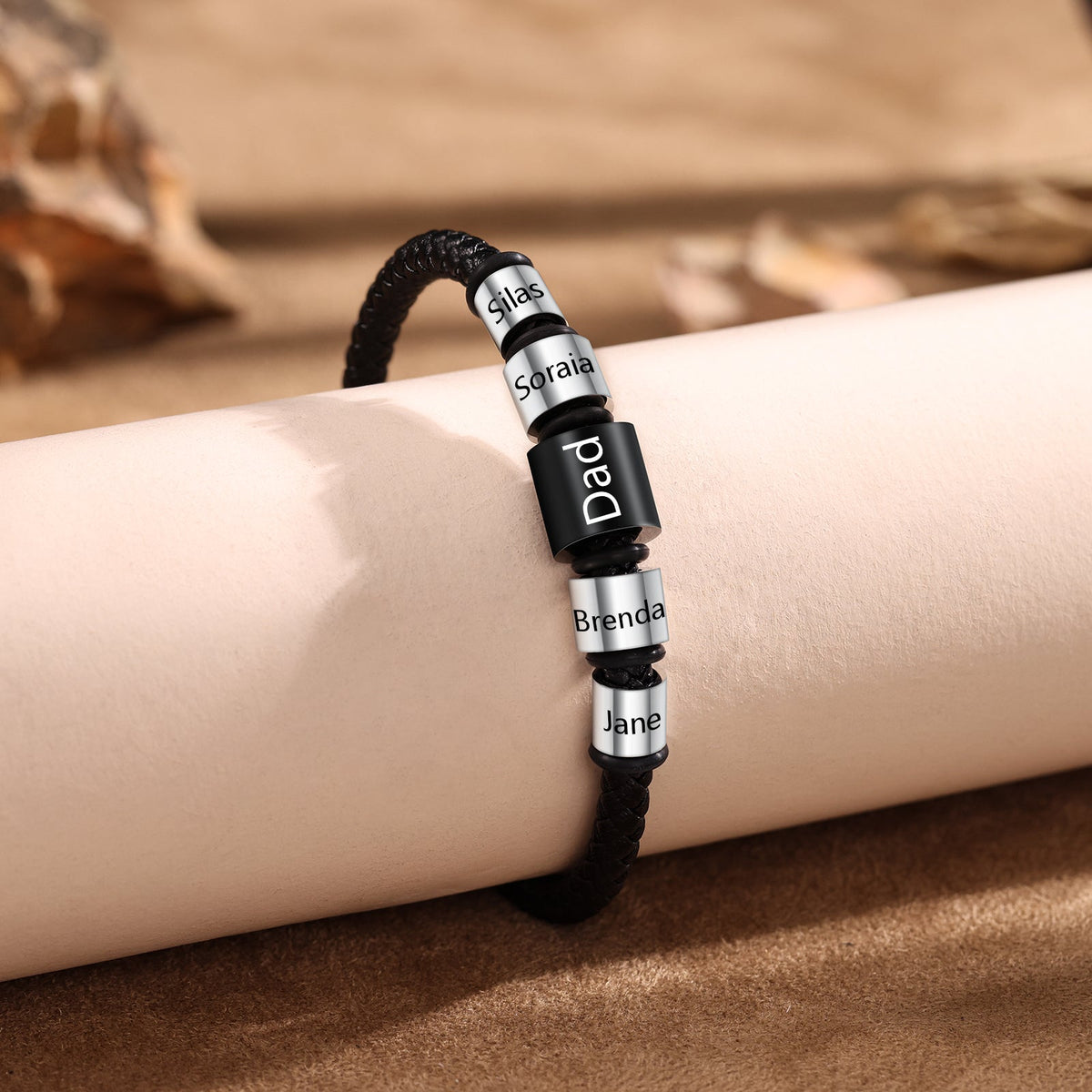 Custom Name Men Leather Bracelet