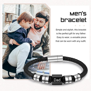 Custom Name Men Leather Bracelet