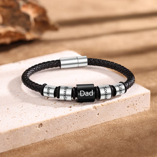 Custom Name Men Leather Bracelet