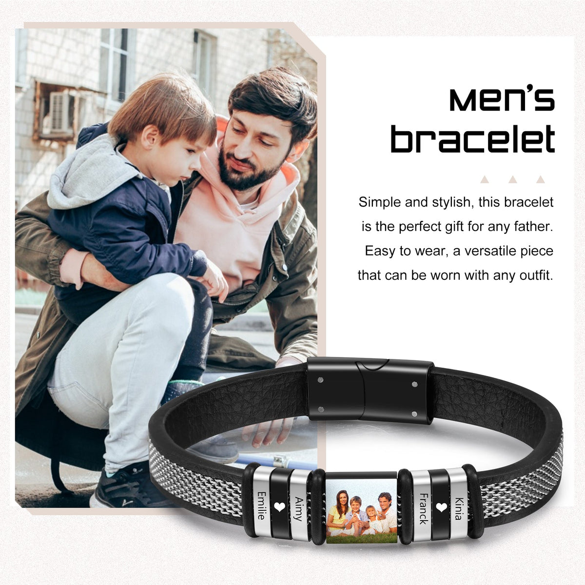 Custom Leather Men Bracelet