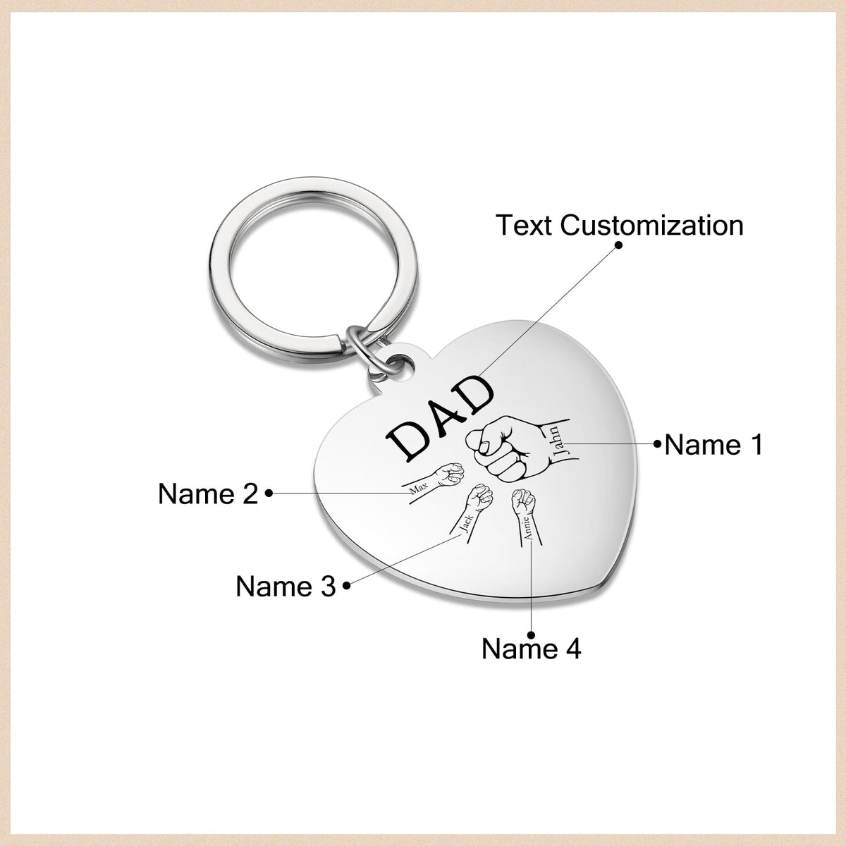 Custom Stainless Steel Heart Keychain