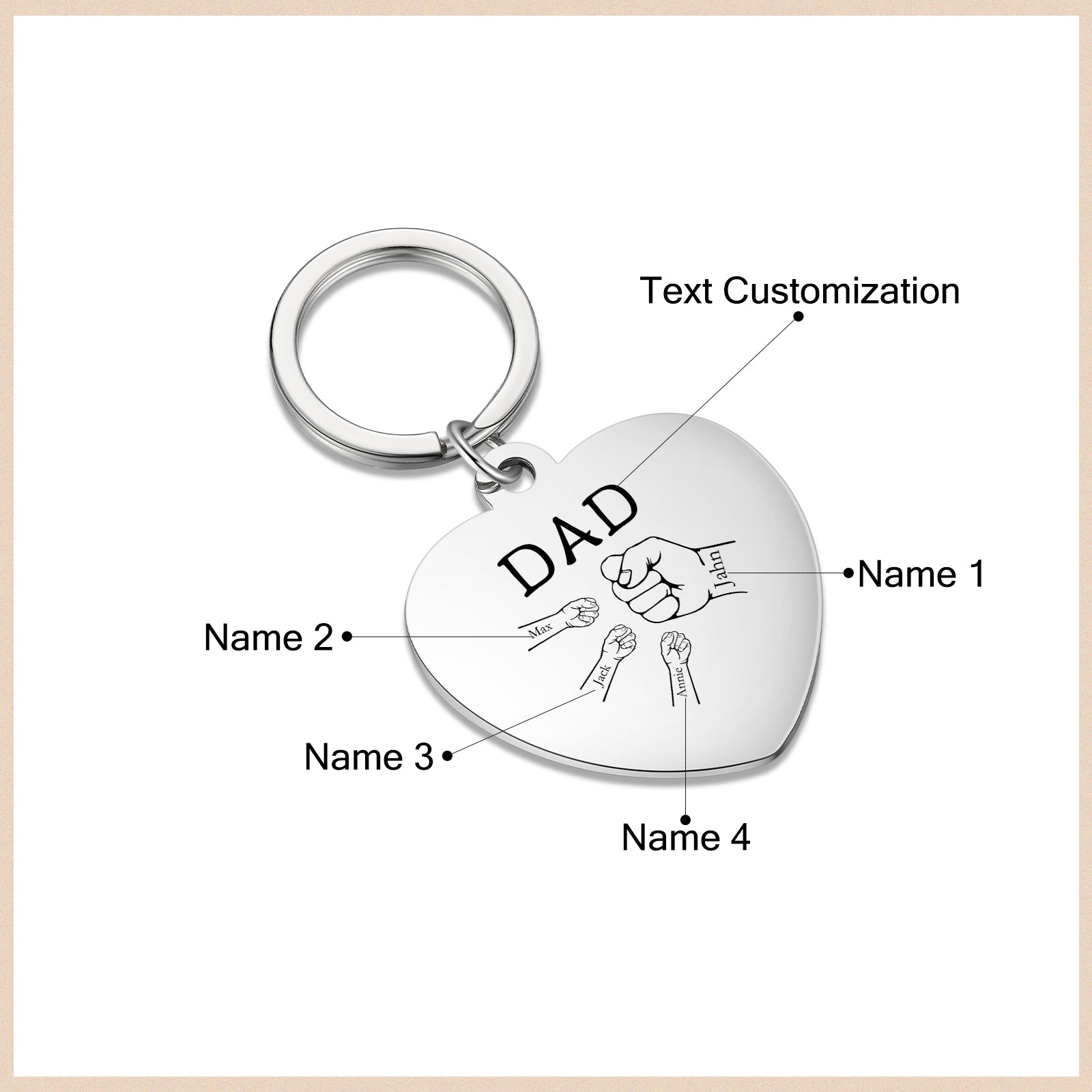 Custom Stainless Steel Heart Keychain