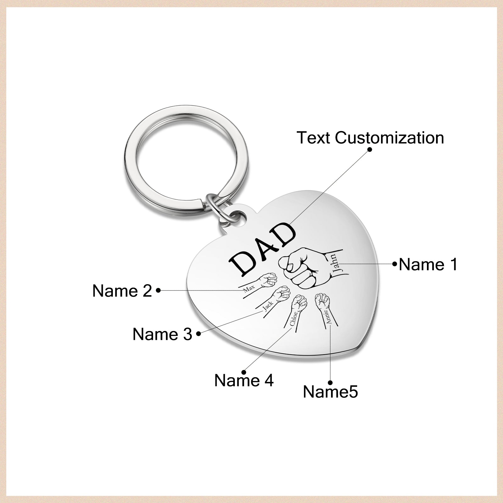 Custom Stainless Steel Heart Keychain