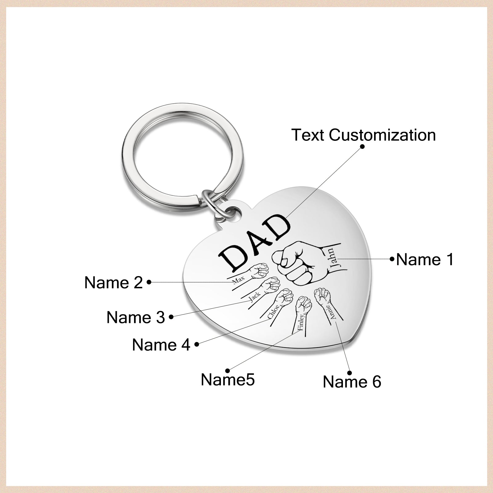 Custom Stainless Steel Heart Keychain
