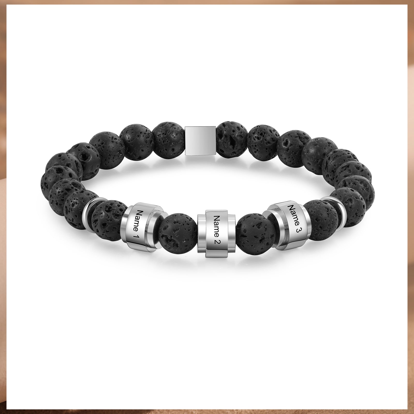 Custom Name Volcanic Stone Bracelet