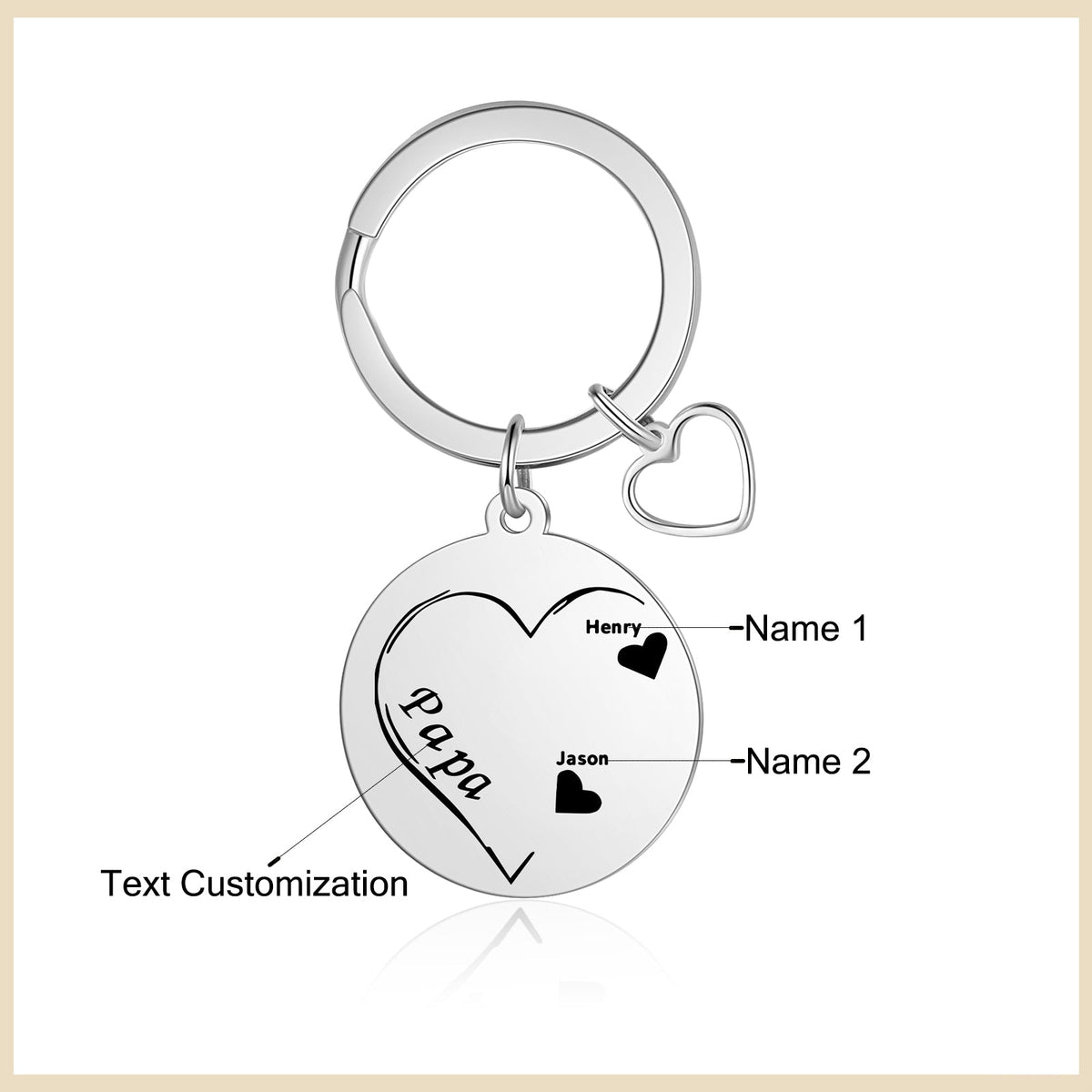 Custom Name Heart Keychain